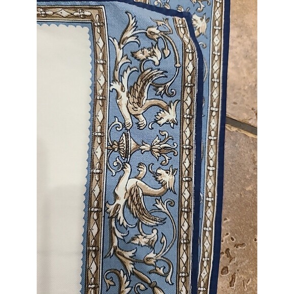 Royal Dragon Cotton 5 Placemat/ 6 Napkin Blue Floral 15” Square - Picture 4 of 8